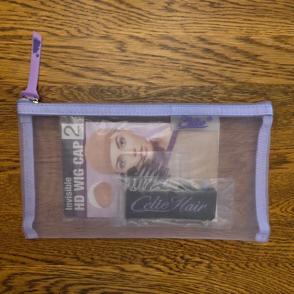 Celie Hair Wig Accessory Kit HD Wig Caps Melt Band Comb Purple Mesh Pouch NEW